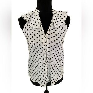 Anthropolgie Sleeveless White/Black Polka Dot Top